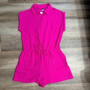 Old Navy Vibrant Pink Romper 100% Cotton.